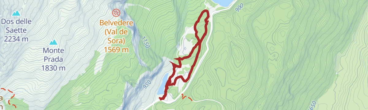 Route map: The Little Walkers' Trails: "Small huts built against the rocks"
